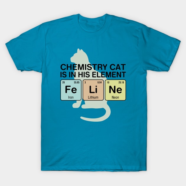 Chemistry Cat - Fe Li Ne T-Shirt by oddmatter